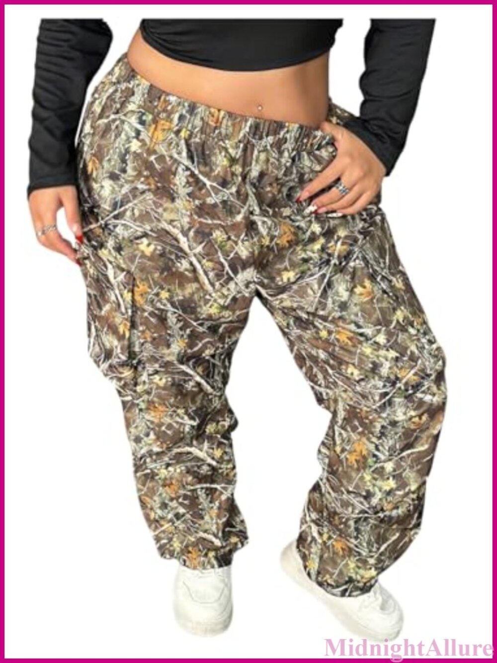 Plus Size Camo Cargo Pants Baggy Utility Sweatpants Joggers Wide Leg